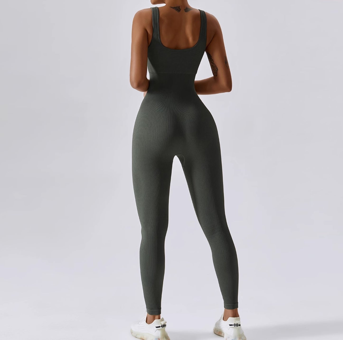 One-piece Bodysuit, ribbed texture, Black colour Olive colour